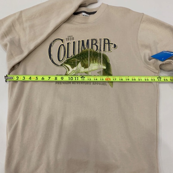 Columbia Bass fish men’s PFG crew neck tan beige green pullover/sweatshirt - Picture 7 of 12